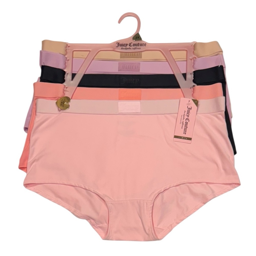 JUICY COUTURE 5 Pack Intimates Cute Curvy Soft Stretch Tag Free NWT 2X